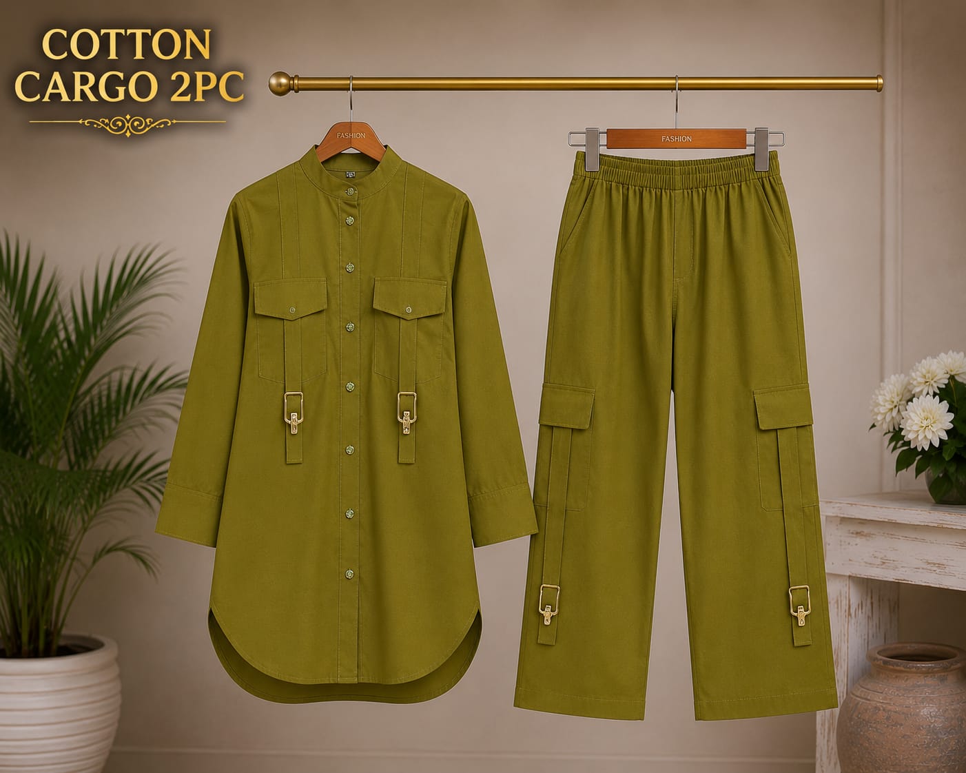 Cotton Cargo Pocket Style 2PC Stitch
