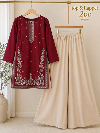 Lawn Embroidery Stitch Top & Flapper 2PC