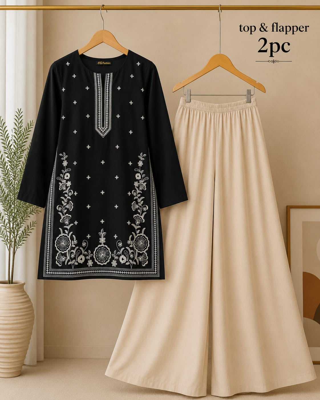 Lawn Embroidery Stitch Top & Flapper 2PC