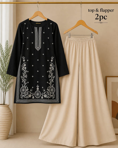 Lawn Embroidery Stitch Top & Flapper 2PC