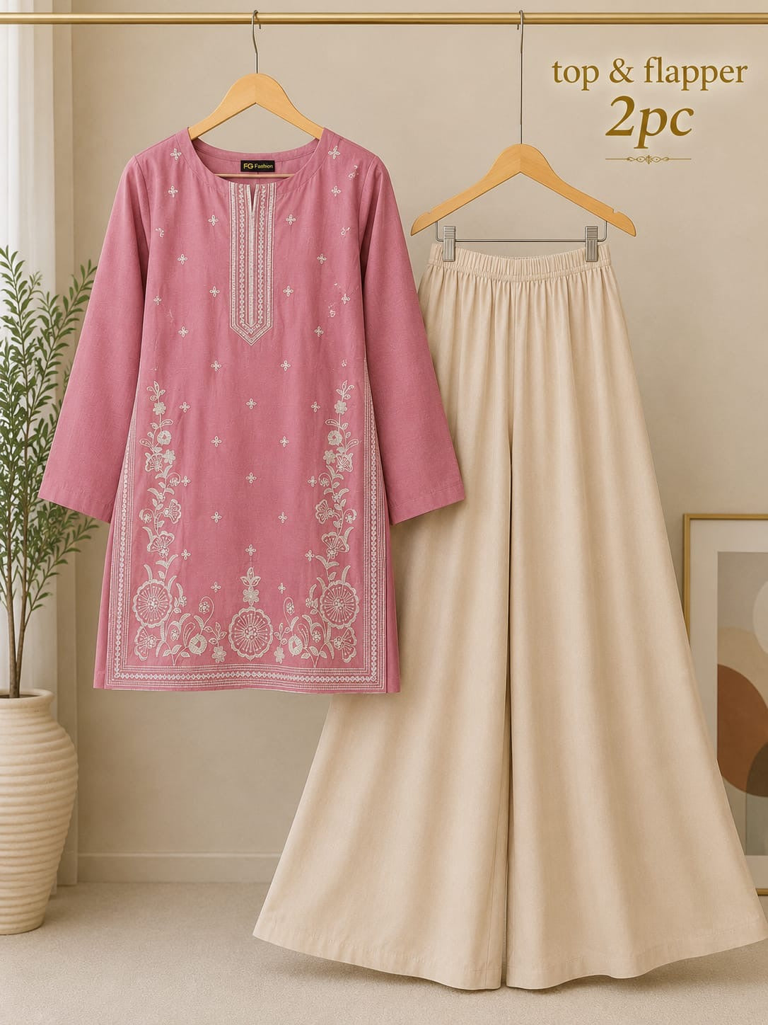 Lawn Embroidery Stitch Top & Flapper 2PC