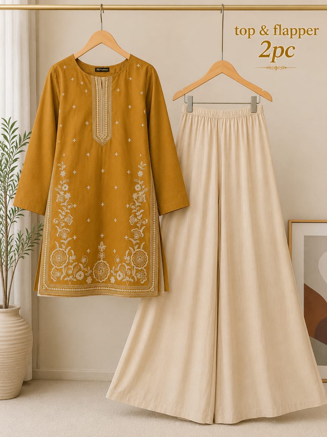 Lawn Embroidery Stitch Top & Flapper 2PC