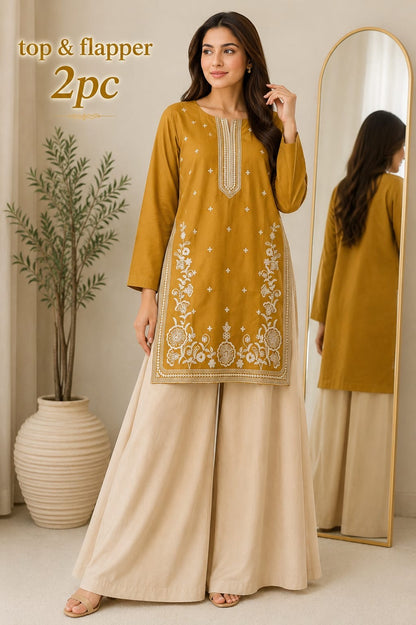 Lawn Embroidery Stitch Top & Flapper 2PC