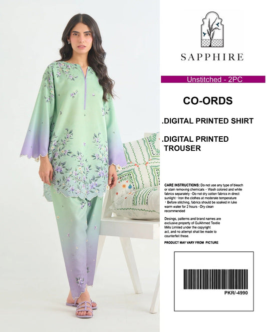 Sapphire Digital Printed Co-Ords Set (Shirt & Trouser)