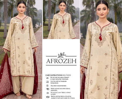 AFROZEH SUMMER LAWN EMBOIDERED 3 PCS COLLECTION 2026